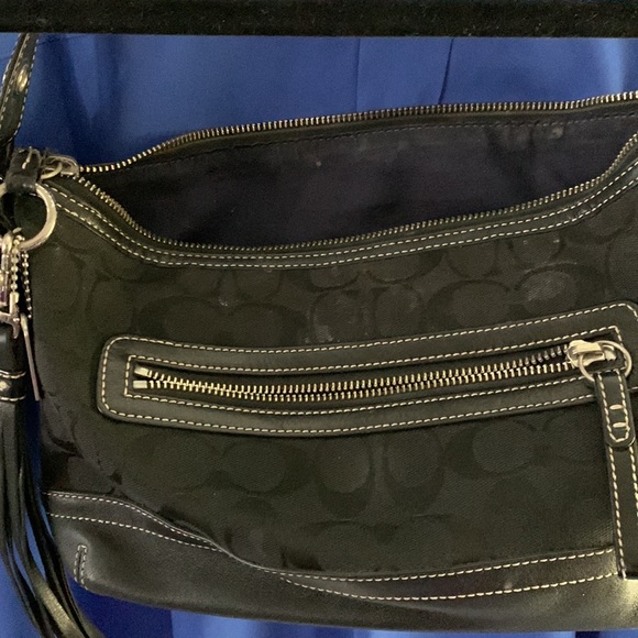 Coach handbag great condition.  Leather on bottom coach signature canvas - Picture 2 of 4